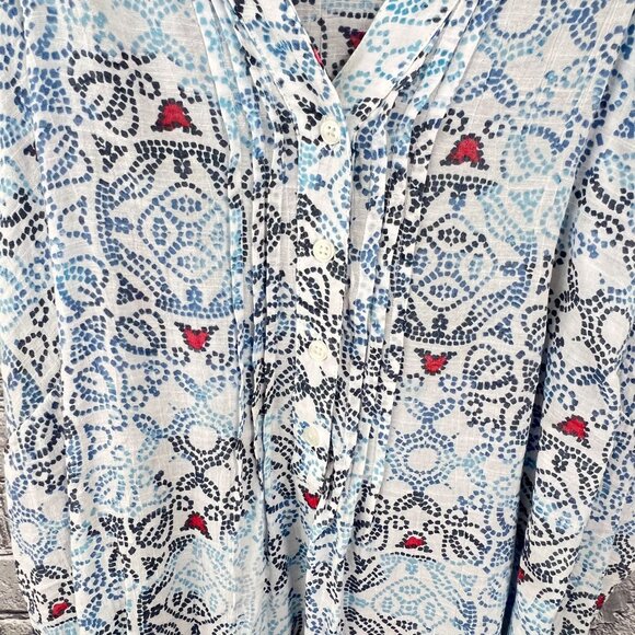 Set Of 3 CJ Banks Womens Short Sleeve Tops 2X Blue & Beige With Sparkle & Print - Picture 13 of 16